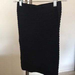 Black Textured Above The Knee Skirt